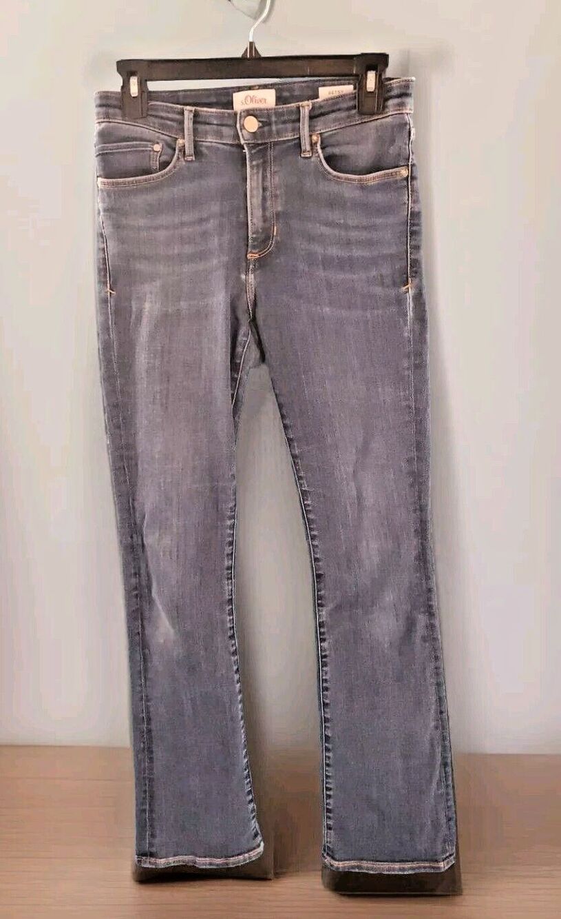 Womens Slim Bootcut Betsy Jeans 28" Waist Mid Rise Denim By S. Oliver